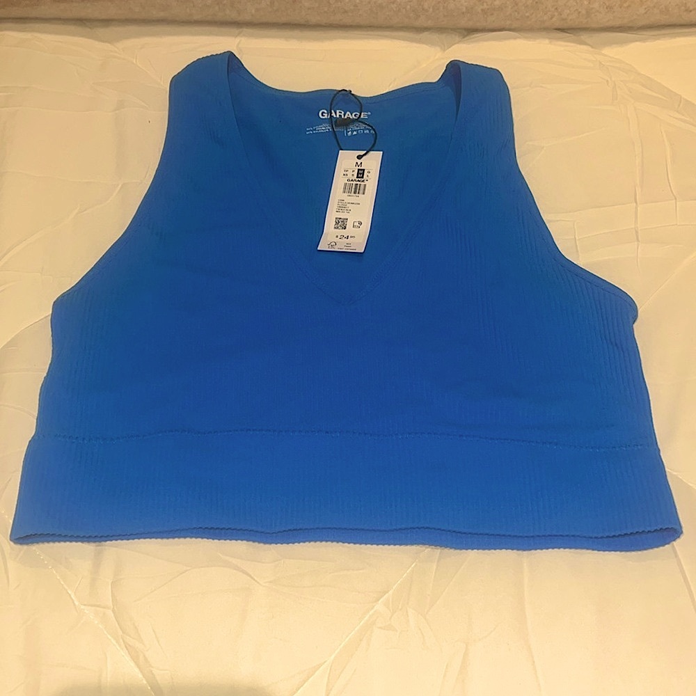 Garage Blue V-neck Tank Top